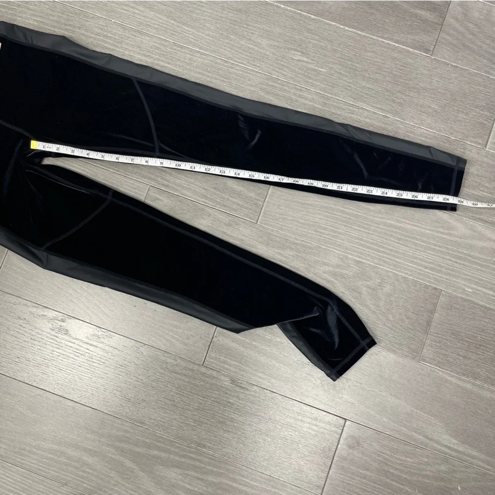 Sweaty Betty Velvet High Waisted Rise Leggings Side Stipe Velour Pants Black S - Picture 15 of 16